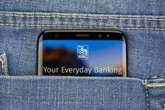 MONTREAL, CANADA - December 23, 2018: RBC android app on Samsung s8 screen. RBC Royal Bank is the leading provider of financial services and support to Canada's Knowledge-Based Industries.
