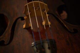 Close-up of a violin. A musical event of Candlelight's Tribute to Adele.