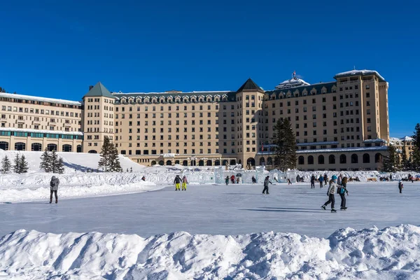 people at the Ice skating rink, Fairmont Chateau Lake Louise.