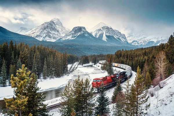 A Train on Morant's Curve in Banff National Park