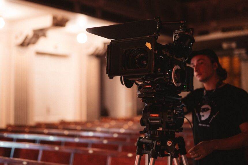 A video camera for shooting in a hall.