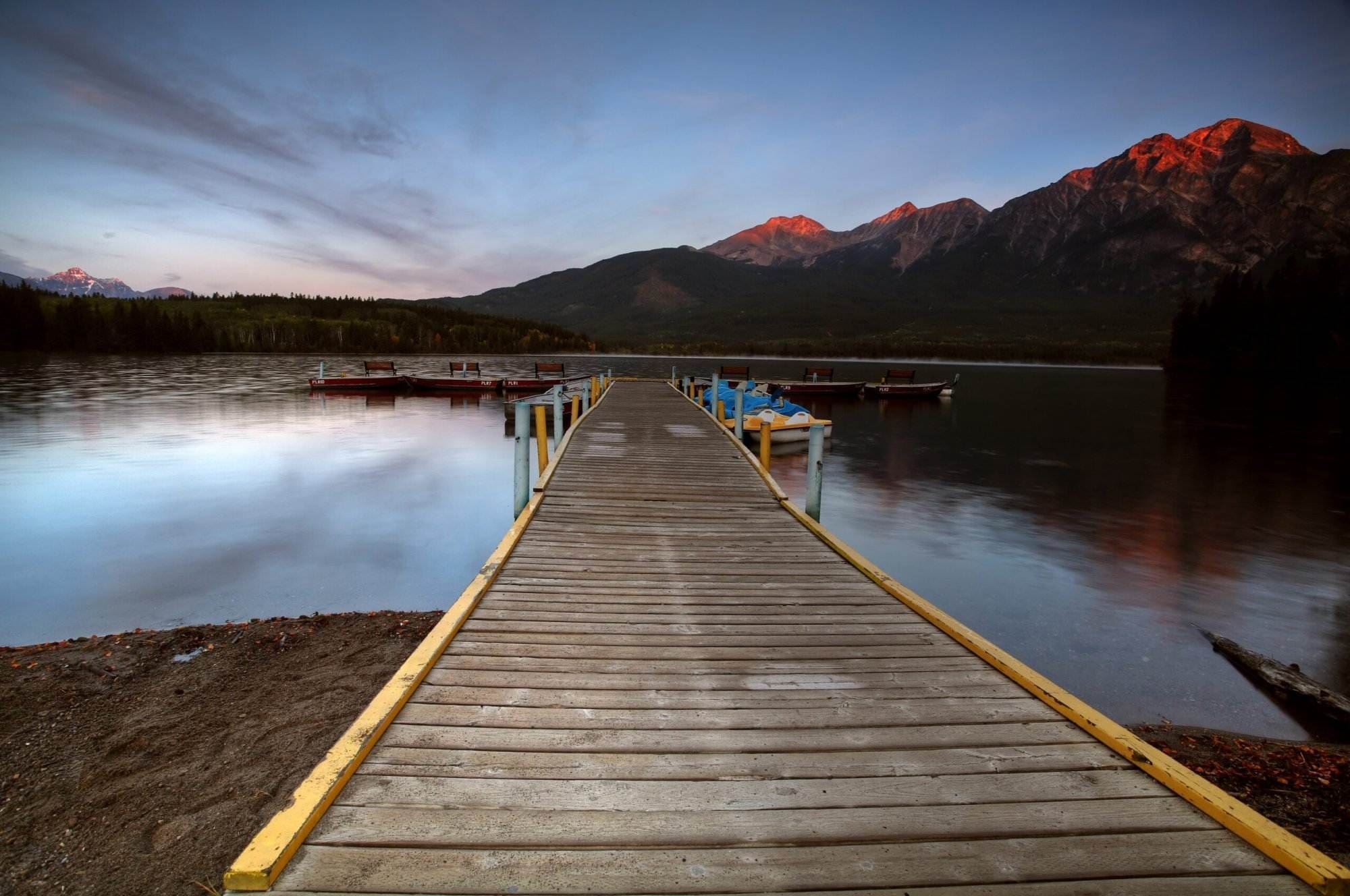 Water reflections at Pyramid Lake and a broadway walk in the middle.