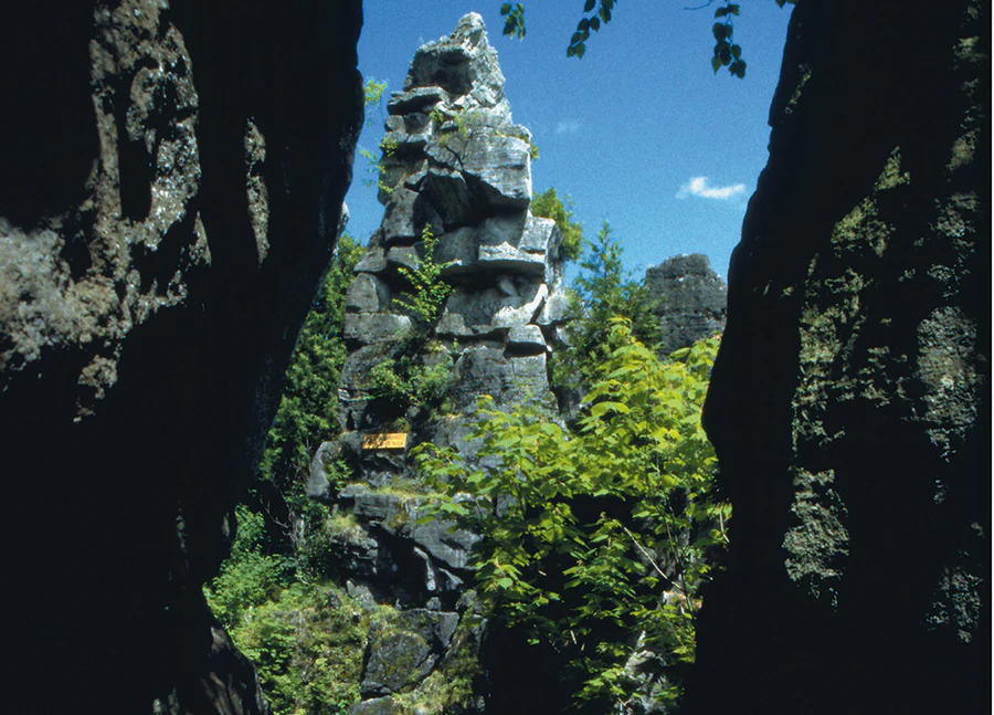 A rocky tower in scenic caves