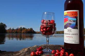 A bottle of the wine bottle in the Muskoka Lakes Farm & Winery