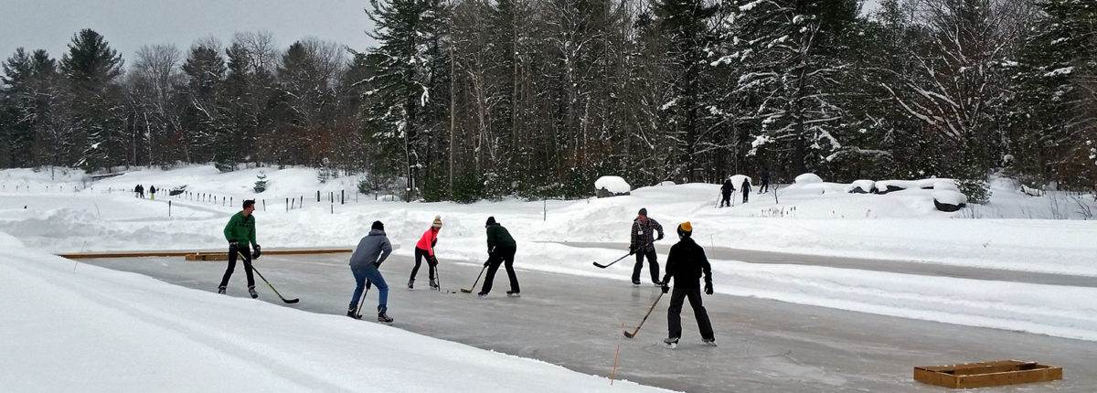 Group of people playing hockey 