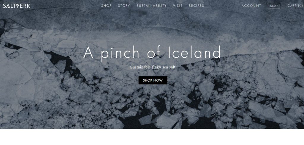Screenshot of the Official Website of Saltverk Sea Salt
