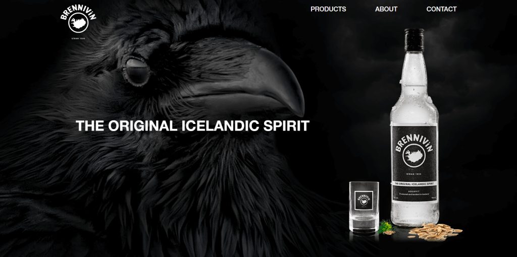 Screenshot of the Official Website of Brennivin