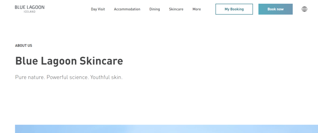 Screenshot of the Official Website of Blue Lagoon Skincare