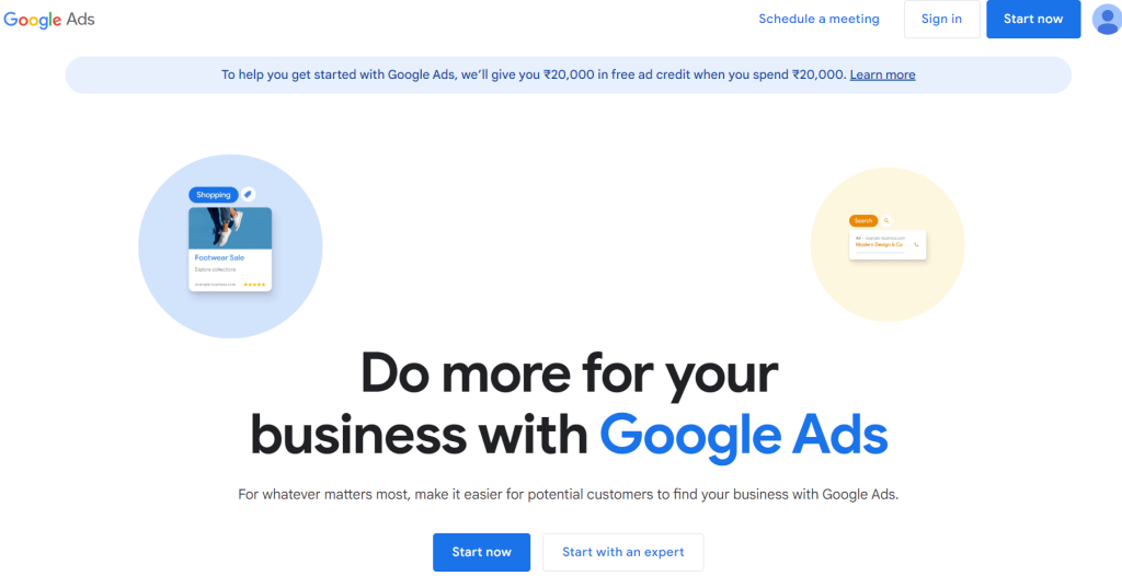 Screenshot of the Website of Google Ads