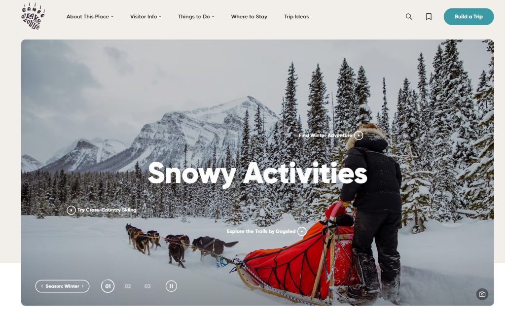 Screenshot of the Official Website of Banff & Lake Louise