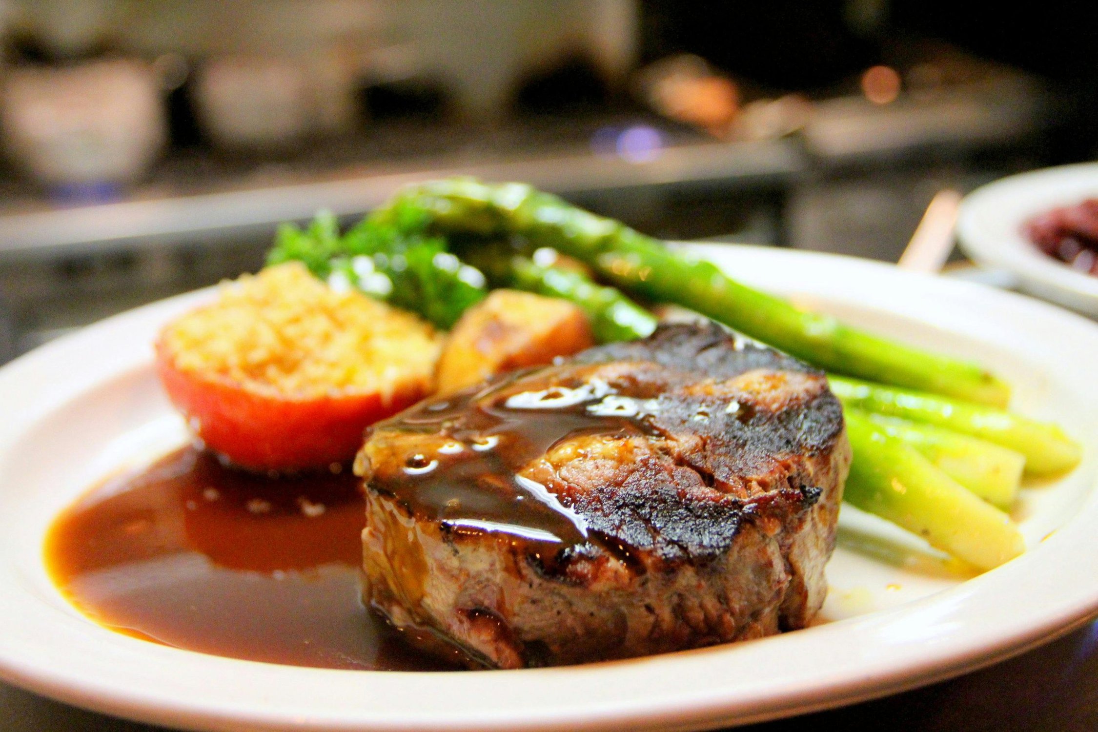 A perfect juicy steak serving at carbon bar midtown Toronto